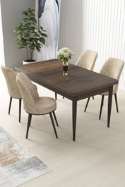 Hanah Home Juego de Mesa y Sillas de Comedor de 5 Piezas, Barroco y Crema